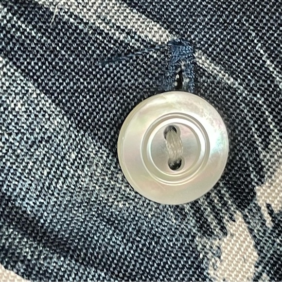 Polo Ralph Lauren Clayton Blue Linen Silk Palm Tree Hawaiian Button Shirt Sz L - Picture 9 of 12